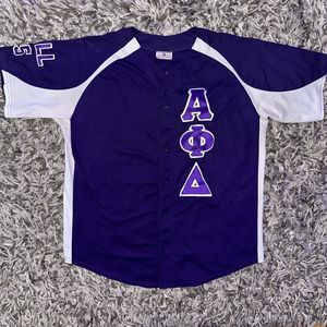 Alpha Phi Delta APD Fraternity Greek Letters Baseball Jersey Purple Men's 2XL